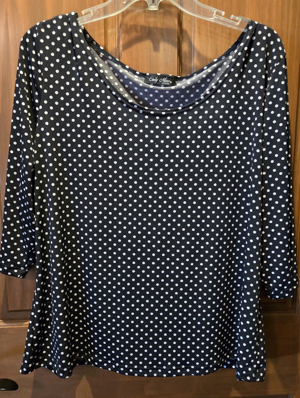 Only Mine Black and White Polka Dot 3/4 Sleeve Blouse